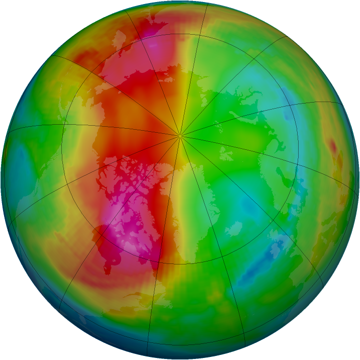 Arctic ozone map for 21 January 1991